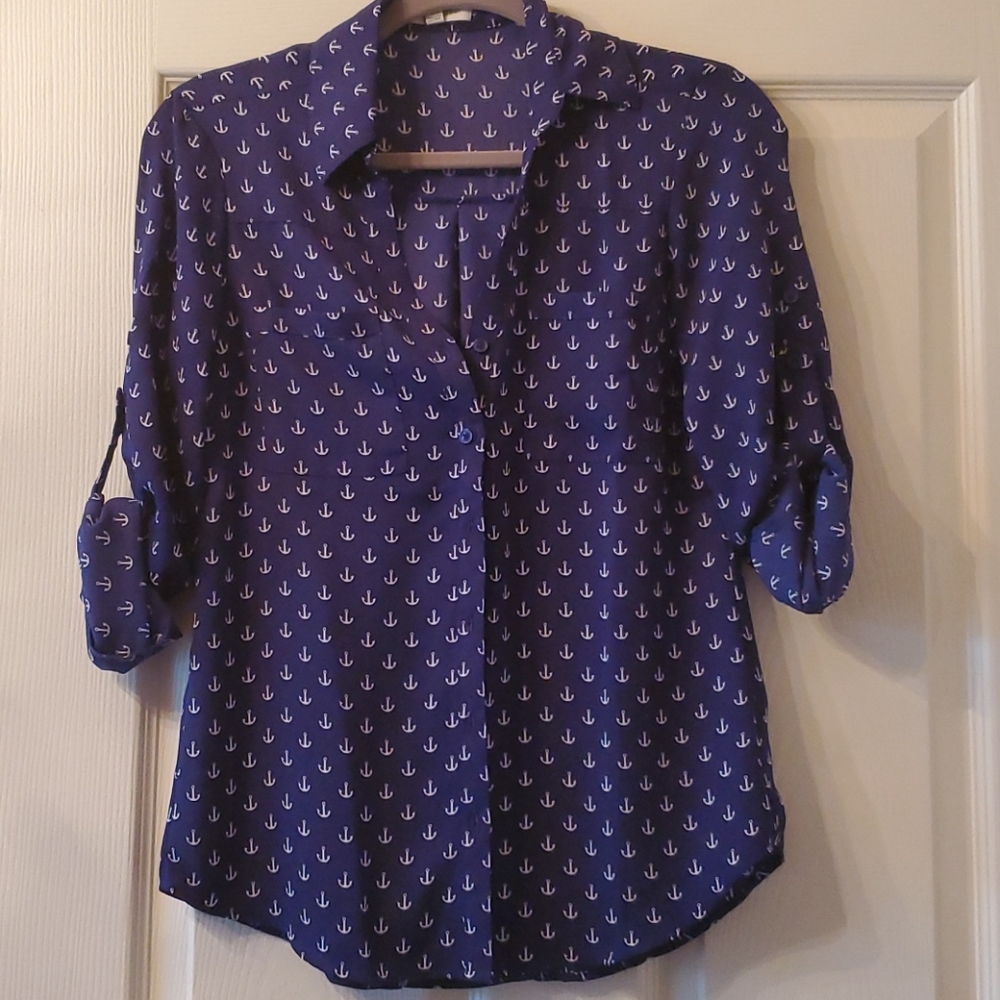 Express Navy Blue Anchors Portifino Shirt